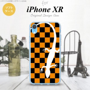 iPhoneXR iPhone XR スマホケース ソフトケース トカゲ 市松 オレンジ メンズ レディース nk-ipxr-tp862