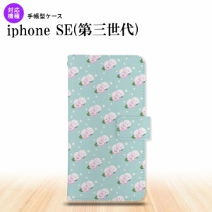 iPhoneSE3 iPhoneSE 第3世代 手帳型スマホケース カバー 花柄 バラ ドット 水色  nk-004s-ise3-dr261