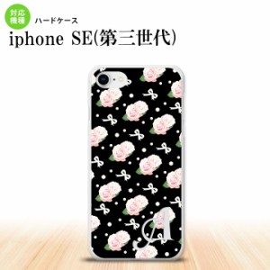 iPhoneSE3 iPhoneSE 第3世代 スマホケース ハードケース 花柄 バラ リボン 黒 +アルファベット メンズ レディース nk-ise3-257i