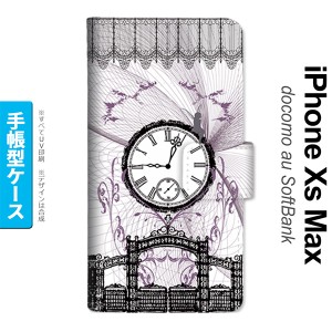 iPhoneXsMax iPhone XS Max 手帳型スマホケース カバー 時計 妖精 黒  nk-004s-ixm-dr1256