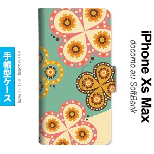 iPhoneXsMax iPhone XS Max 手帳型スマホケース カバー エスニック 花柄 緑 ベージュ  nk-004s-ixm-dr1581