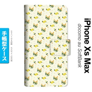 iPhoneXsMax iPhone XS Max 手帳型スマホケース カバー 花柄 バラ ドット 小 黄  nk-004s-ixm-dr251