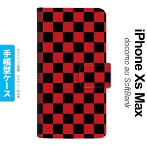 iPhoneXsMax iPhone XS Max 手帳型スマホケース カバー スクエア 黒 赤  nk-004s-ixm-dr763