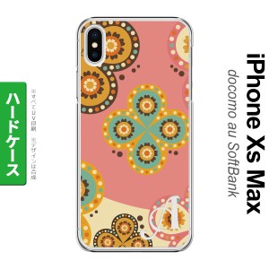 iPhoneXsMax iPhone XS Max スマホケース ハードケース エスニック 花柄 ピンク ベージュ +アルファベット メンズ レディース nk-ixm-158
