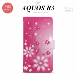 SH-01M/SHV44 AQUOS R3 手帳型スマホケース カバー 花柄 ガーベラ ピンク  nk-004s-r3-dr066