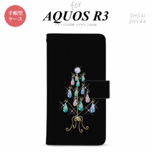 SH-01M/SHV44 AQUOS R3 手帳型スマホケース カバー ツリーイヤリング 黒  nk-004s-r3-dr631