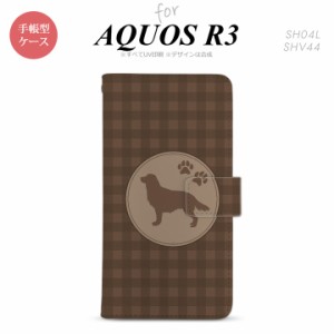 SH-01M/SHV44 AQUOS R3 手帳型スマホケース カバー 犬 ゴールデン レトリバー 茶  nk-004s-r3-dr811