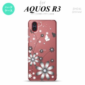 SH-01M/SHV44 AQUOS R3 スマホケース ハードケース 花柄 ガーベラ 透明 グレー メンズ レディース nk-r3-071