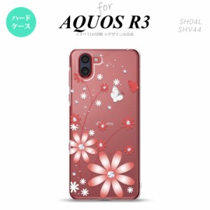 SH-01M/SHV44 AQUOS R3 スマホケース ハードケース 花柄 ガーベラ 透明 赤 メンズ レディース nk-r3-072