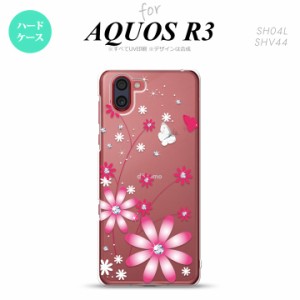 SH-01M/SHV44 AQUOS R3 スマホケース ハードケース 花柄 ガーベラ 透明 ピンク メンズ レディース nk-r3-073