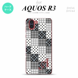 SH-01M/SHV44 AQUOS R3 スマホケース ハードケース パッチワーク 黒 +アルファベット メンズ レディース nk-r3-1063i