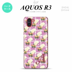 SH-01M/SHV44 AQUOS R3 スマホケース ハードケース 花柄 バラ チェック ピンク +アルファベット メンズ レディース nk-r3-255i