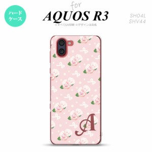 SH-01M/SHV44 AQUOS R3 スマホケース ハードケース 花柄 バラ リボン ピンク +アルファベット メンズ レディース nk-r3-256i