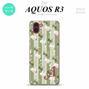 SH-01M/SHV44 AQUOS R3 スマホケース ハードケース 花柄 バラ レース 緑 +アルファベット メンズ レディース nk-r3-258i