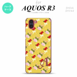 SH-01M/SHV44 AQUOS R3 スマホケース ハードケース 花柄 バラ リボン 黄 +アルファベット メンズ レディース nk-r3-263i