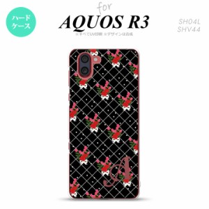 SH-01M/SHV44 AQUOS R3 スマホケース ハードケース 花柄 バラ 編み 黒 +アルファベット メンズ レディース nk-r3-267i