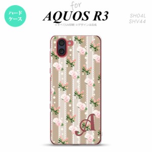 SH-01M/SHV44 AQUOS R3 スマホケース ハードケース 花柄 バラ レース ベージュ +アルファベット メンズ レディース nk-r3-268i