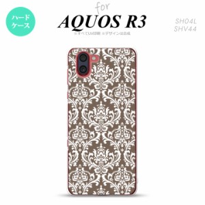 SH-01M/SHV44 AQUOS R3 スマホケース ハードケース ダマスク A 茶 白 メンズ レディース nk-r3-457