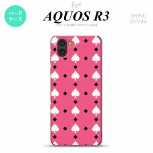 SH-01M/SHV44 AQUOS R3 スマホケース ハードケース トランプ スペード ピンク 白 メンズ レディース nk-r3-542