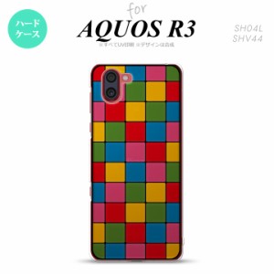 SH-01M/SHV44 AQUOS R3 背面ケース カバー ステンドグラス風 おしゃれ スクエア カラフル ステンドグラス風 かわいい おしゃれ 背面ケー