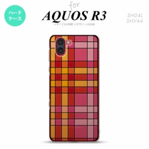 SH-01M/SHV44 AQUOS R3 背面ケース カバー ステンドグラス風 おしゃれ チェック ピンク ステンドグラス風 かわいい おしゃれ 背面ケース 