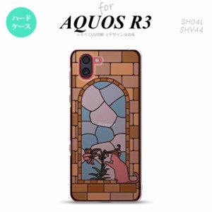 SH-01M/SHV44 AQUOS R3 背面ケース カバー ステンドグラス風 おしゃれ 猫 ステンドグラス風 かわいい おしゃれ 背面ケース nk-r3-sg40