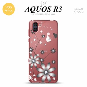 SH-01M AQUOS R3 スマホケース ソフトケース 花柄 ガーベラ 透明 グレー メンズ レディース nk-r3-tp071