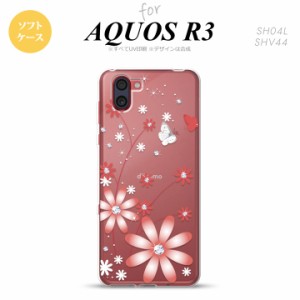 SH-01M AQUOS R3 スマホケース ソフトケース 花柄 ガーベラ 透明 赤 メンズ レディース nk-r3-tp072