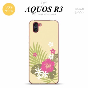 SH-01M AQUOS R3 スマホケース ソフトケース ハイビスカス D ベージュ ピンク メンズ レディース nk-r3-tp1053