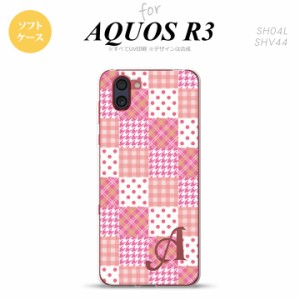 SH-01M AQUOS R3 スマホケース ソフトケース パッチワーク ピンク +アルファベット メンズ レディース nk-r3-tp1061i