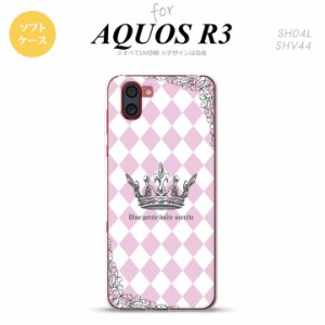 SH-01M AQUOS R3 スマホケース ソフトケース 王冠 ピンク メンズ レディース nk-r3-tp1451