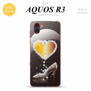 SH-01M AQUOS R3 スマホケース ソフトケース ハート ガラスの靴 黒 メンズ レディース nk-r3-tp236