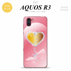 SH-01M AQUOS R3 スマホケース ソフトケース ハート ガラスの靴 ピンク メンズ レディース nk-r3-tp237