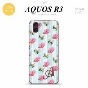 SH-01M AQUOS R3 スマホケース ソフトケース 花柄 バラ レース 水色 +アルファベット メンズ レディース nk-r3-tp247i