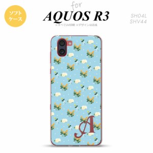 SH-01M AQUOS R3 スマホケース ソフトケース 花柄 バラ ドット 小 水色 +アルファベット メンズ レディース nk-r3-tp249i