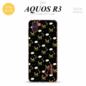 SH-01M AQUOS R3 スマホケース ソフトケース 花柄 バラ ドット 小 黒 +アルファベット メンズ レディース nk-r3-tp250i