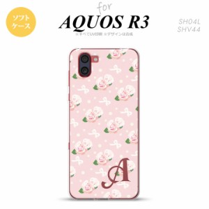 SH-01M AQUOS R3 スマホケース ソフトケース 花柄 バラ リボン ピンク +アルファベット メンズ レディース nk-r3-tp256i