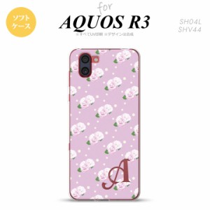 SH-01M AQUOS R3 スマホケース ソフトケース 花柄 バラ ドット 紫 ピンク +アルファベット メンズ レディース nk-r3-tp260i