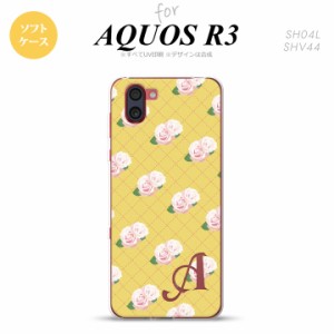 SH-01M AQUOS R3 スマホケース ソフトケース 花柄 バラ 編み 黄 +アルファベット メンズ レディース nk-r3-tp265i