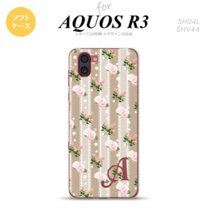 SH-01M AQUOS R3 スマホケース ソフトケース 花柄 バラ レース ベージュ +アルファベット メンズ レディース nk-r3-tp268i