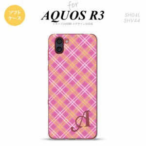 SH-01M AQUOS R3 スマホケース ソフトケース チェック A ピンク +アルファベット メンズ レディース nk-r3-tp433i