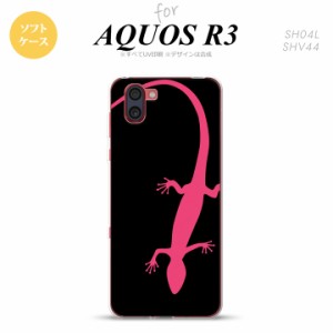 SH-01M AQUOS R3 スマホケース ソフトケース トカゲ 黒 ピンク メンズ レディース nk-r3-tp507