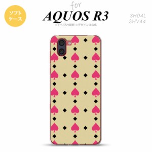 SH-01M AQUOS R3 スマホケース ソフトケース トランプ スペード ベージュ ピンク メンズ レディース nk-r3-tp540