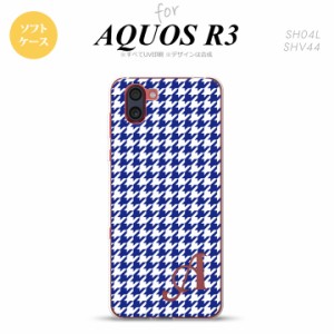 SH-01M AQUOS R3 スマホケース ソフトケース 千鳥 格子 小 青 白 +アルファベット メンズ レディース nk-r3-tp905i