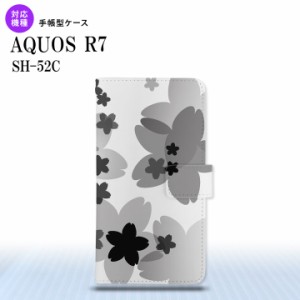 SH-52C AQUOS R7 手帳型スマホケース カバー 花柄 サクラ 黒  nk-004s-r7-dr051