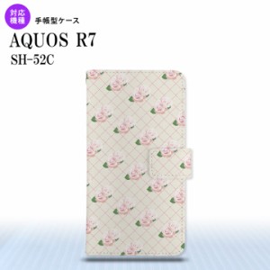 SH-52C AQUOS R7 手帳型スマホケース カバー 花柄 バラ 編み ベージュ  nk-004s-r7-dr264