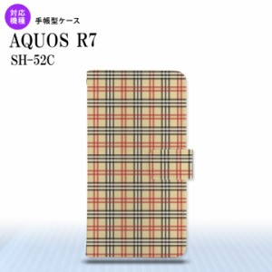 SH-52C AQUOS R7 手帳型スマホケース カバー チェック ベージュ 赤  nk-004s-r7-dr446