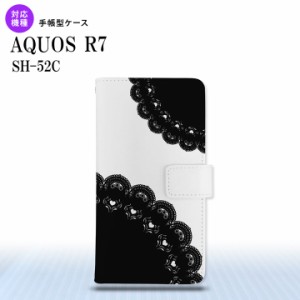 SH-52C AQUOS R7 手帳型スマホケース カバー レース 黒  nk-004s-r7-dr722