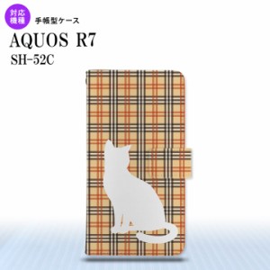 SH-52C AQUOS R7 手帳型スマホケース カバー 猫 チェック 赤茶  nk-004s-r7-dr954