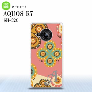 SH-52C AQUOS R7 スマホケース 背面ケース ハードケース エスニック 花柄 ピンク ベージュ +アルファベット 2022年 7月発売 nk-r7-1582i